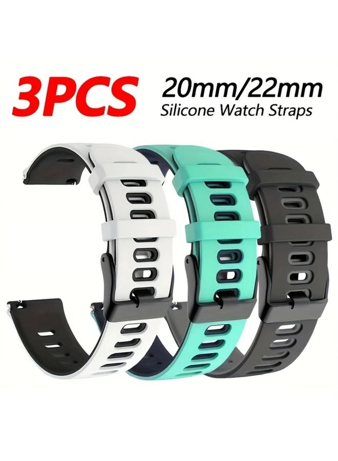 20mm Mixed Color 4 Silicone Watch Strap for Huawei Amazfit Garmin Samsung Smartwatch - Image 1
